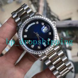 Montre Homme Classique Automatique Mécanique 40mm Diamant Cadran Milieu Rangée Coquillage Perceuse Boîtier Argent Bracelet Bracelet Verre Saphir Montres-bracelets à remontage automatique