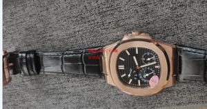 Montres classiques pour hommes 5712 001 40mm mécanique automatique lunette en acier saphir noir bracelet en cuir marron montre de luxe étanche Rea226A