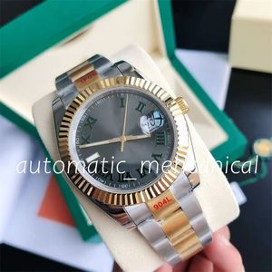 Classic Mens watches Gris Romain Cadran 41mm Datejust 41mm Mécanique Automatique Ref.126333 Two tone Stainless Steel waterproof Asia Movement Wristwatch