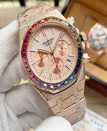Classic Mens Watchs Quartz Watch 41mm Colored Diamonds Fashion Business Wrists Montre de Luxe Gift Men8509708