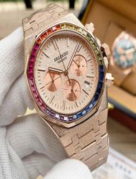 Classic Mens Watchs Quartz Watch 41mm Colored Diamonds Fashion Business Wrists Montre de Luxe Gift Men3026160