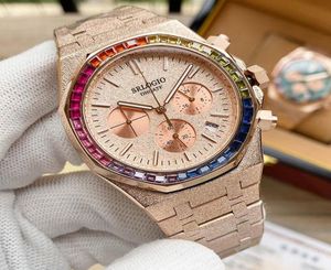 Classic Mens Watches Quartz Watch 41 mm gekleurde diamanten modebedrijf polshorloges Montre de Luxe Gift Men7837157