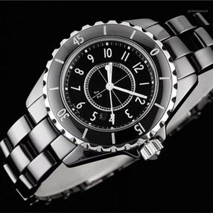 Classique Hommes Femmes Céramique Quartz Dames Montre Blanc Noir Numéro Cadran Véritable Bracelet En Céramique Montre-Bracelet Montres-Bracelets