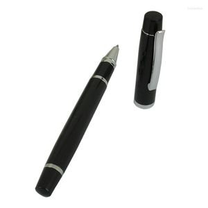 Klassieke metalen zwarte rolpennen unisex Smooth Writing Ink Pen Epoxy Logo op Topper Office School Leverancier