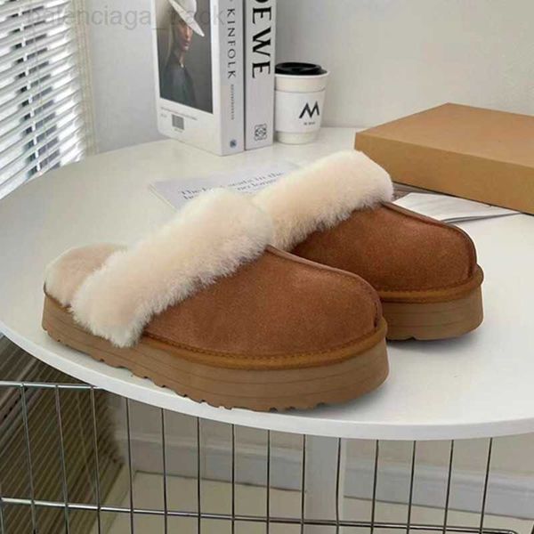 Mini-Disquette Platform Classic Slipper Slip on Snow Boots Sued Shearling Fur Sandal Sandal SHEPT Bottom Mule châtaignier Black Grey Australie