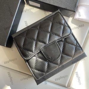 Classic Mini Flap Lambskskin Trifold Square Wallet Bags Card Holder Insert Change Gold Metal Hardware Multi Pochette Outdoor Designer koppeling Pocket voor vrouwen 12 cm