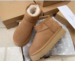 Klassieke Mini Platform Boot Designer Vrouw Pluizige Laarzen 58540 Dikke Bodem Warm Bont Winter Sneeuwlaarzen Enkel Botas