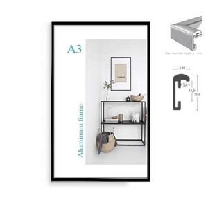 Cadre d'affiche A4 A3 en aluminium minimaliste classique, 8.5x11 pouces, 20x30cm, pour tenture murale, cadre photo en métal, cadre de certificat