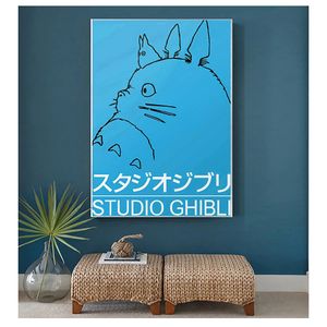 Classique minimaliste film toile peintures affiche salon décor à la maison sans cadre Studio Ghibli affiche Totoro PosterWoo