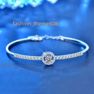 Bracelet de Tennis classique Moissanite pour femmes en argent Sterling réglable Bracelets porte-bonheur de noël Bracelets bijoux de mode