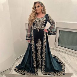 Vestidos clásicos de Marruecos para mujer Square Slee Manga de bengala Kafan Apliques de encaje de la noche una línea Dubai Dubai Formal Wear 415