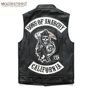 Klassieke Motorfiets Leren Vest Men100% Echte Koeienhuid Skin Biker Moto Vaillon M436 210925