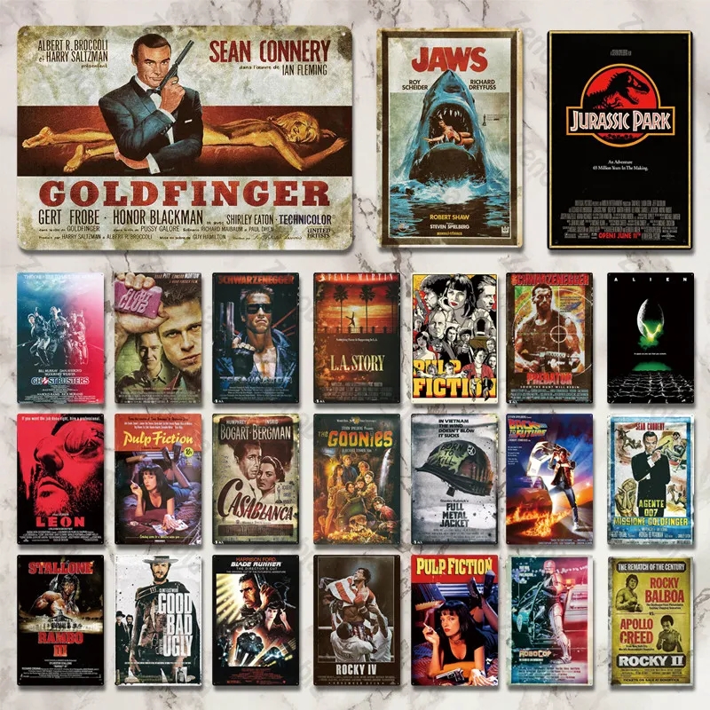 Classic Movie Metal Sign Action Movies Metal Poster Famous Film Tin Sign Plaque Vintage Wall Decor for Bar Pub Club Man Cave Home Livingroom Decor Painting 30X20CM w01