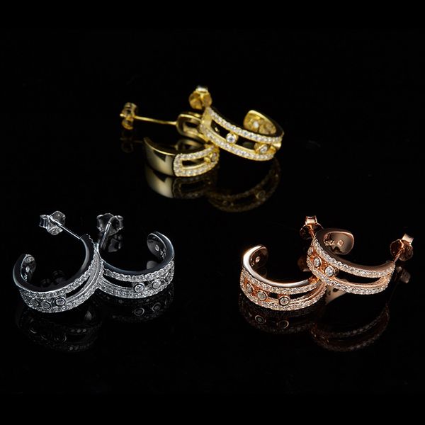 Boucle d'oreille classique en pierre mobile, breloque pour célébrer l'amour, populaire, or rose, zircon, bijoux en argent sterling france s925