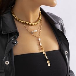 Klassieke meerlagige gouden kleur CCB Plastic ketting ketting Dames Punk Punk Crystal Hangers Choker Grunge Fashion Jewelry 2022