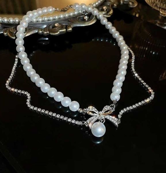 Collier classique de créatrice féminine, chaîne pendentif à boucle étranglée, collier de perles en lettres plaquées or, collier de bijoux, cadeau de collier
