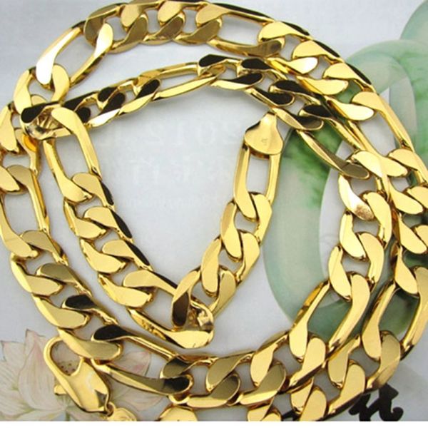 Collier classique chaîne pour hommes en or jaune 18 carats rempli chaîne Figaro solide accessoires pour hommes cadeau 24 pouces d'épaisseur collier épais 2592