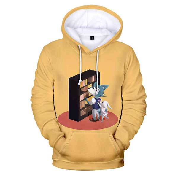 Clásico Nuevo 3D Anime BEASTARS Sudaderas con capucha Los elementos del lobo Hip Hop Cool Sudadera con capucha BEAST COMPLEX Dibujos animados Primavera Otoño BEASTARS Con capucha Y211118