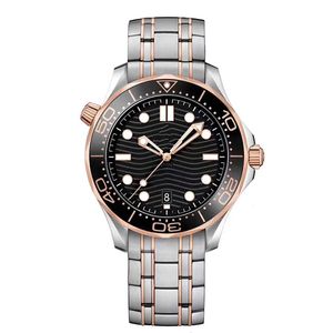 Reloj clásico nuevo para hombre, mecánico automático, oro rosa, negro, 007, goma, cerámica, cristal de zafiro, parte trasera transparente
