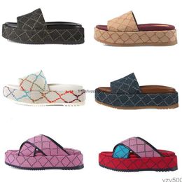 G Designer strandsandalen voor dames wit regenboogplatform canvas guccie gg guccy guccis slippers grote sleehak maximale schuifgrootte 35-42 euro stofzak jackdhstore