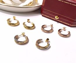 Classique nouveau titane acier mode tricolore Sanhuan C boucles d'oreilles Couple amour pour femmes et hommes joli charme Jewelry8189925