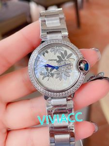 Classique nouvelles femmes géométrique fleur montres or Rose en acier inoxydable Double cristal diamant montre-bracelet femme horloge 33mm
