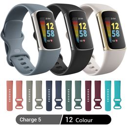 Klassieke officiële riemen horlogeband Soft Silicone Bands Armband Sportriem voor Fitbit Charge 5 Charge5 Horloge Vervanging Smart Accessoires