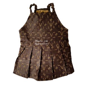 Classic Old Flower Lettre motif de vêtements de chien marque de chien robe de chien de chien robe de chien d'été Cat princesse Costume luxueux chiot jacquard jupe marron s A557