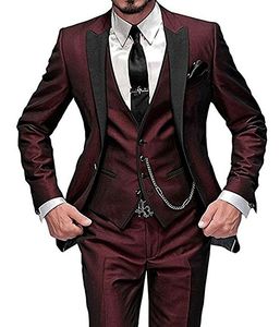 Classic One Button Groomsmen Peak Lapel Groom Tuxedos 3 Piece Men Suits Wedding/Prom Man Blazer ( Jacket+Pants+Vest+Tie) A01