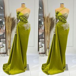 Klassieke One Shoulder Mermaid Prom Dresses Lace Appliques feestjurken Ruches Ruches Custom Made Evening Jurk