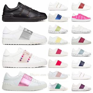 Baskets ouvertes classiques Chaussures décontractées Saint-Valentin Hommes Femmes Noir Blanc Bleu Argent Rouge Jaune Rivets Italie Dames Spikes Patchwork Baskets Toile Chaussures Grande Taille US12