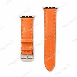 Classic Orange Fashion Designer horlogebanden 38 mm 40 mm 41 mm 42 mm 44 mm 45 mm voor horloges Serie 1 2 3 4 5 6 Top Kwaliteit Lederen Smart Bands Deluxe polsbandje Watchbands