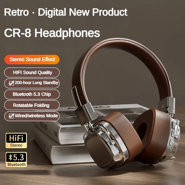 Classic Over Ear Headsets Studio DJ stéréo Bluetooth5.3 Écouteur rétro sans fil Contrôle tactile pour Xiaomi iPhone Android