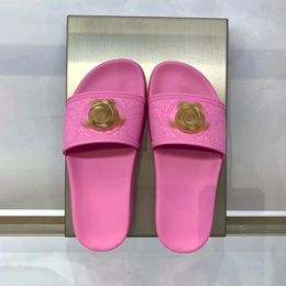 Clásico PALAZZO Slide zapatillas sandalia para mujer para hombre negro blanco deslizadores de goma diseñador de lujo sandale vintage plano zapato casual verano playa mula holgazán zapatilla regalo