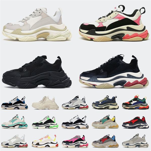 Classique Paris 17 FW Luxurys Designers Casual Triple S Daddy Chaussures Mode Blanc Hommes Femmes Plateforme Baskets Baskets Noir Rose Gris Vintage Style Chunky