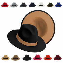 Classic Patchwork Fedora chapeau unisexe laine en feutre jazz chapeaux élégants hommes femmes larges brim panama trilby cap 240417