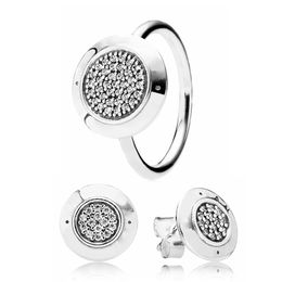 Ensemble de boucles d'oreilles à tige pavée classique pour Pandora Real Bijoux de fête en argent sterling 925 pour femmes filles Boucles d'oreilles de luxe en cristal de diamant avec boîte-cadeau originale