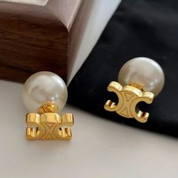 Pendientes clásicos de perlas Pendientes para aretes de moda para mujeres Marcas de lujo Joyería Joyería Fina Regalo