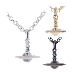Collier pendentif classique marque de designer Saturne 10mm perle transparente collier tridimensionnel punk tour de cou pour femme cadeau d'amour de dame