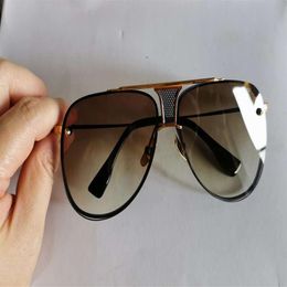 Klassische Pilotensonnenbrille 2082, mattschwarz, goldbraun, Verlaufsgläser, randlose Herren-Sonnenbrille, neu mit Box203s