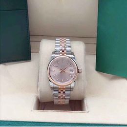 Classic Pink Lady Mechanical Automatic Watch 31 36 41mm met lichte buitenring roestvrij staal polshorloge mode Men Watch Master Watch