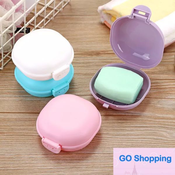 Boîte à savon de voyage en plastique classique avec couvercle Portable salle de bain macaron savons boîtes à vaisselle support étui 5 couleurs