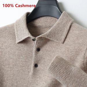 Klassieke Polo Kraag 100% Kasjmier Truien voor Mannen Herfst Winter Kleding Pull Homme Business Casual Warme Gebreide Truien 240116