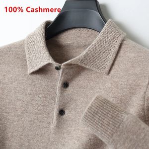 Col Polo classique 100% pulls en cachemire pour hommes automne hiver vêtements Pull Homme affaires décontracté chaud pulls tricotés 240117