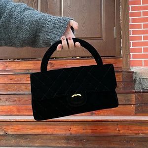 Klassieke draagbare damestas met flap Velours diamantrooster gewatteerde luxe handtas onderarmschoudertas Designer portemonnee gouden hardware avond clutch koffer 26C