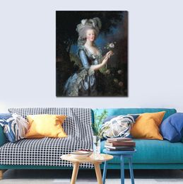 Klassiek portret door Elisabeth Vigee Lebrun schilderij Marie-antoinette met The Rose handgemaakte canvas kunst luxe hotels decor