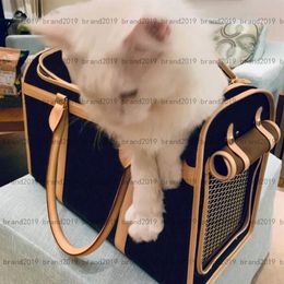 Klassieke printontwerper Pet Cat Supplies hoogwaardig leer Ademend Cat Carriers Kratten Huizen overwegend Big size294Z