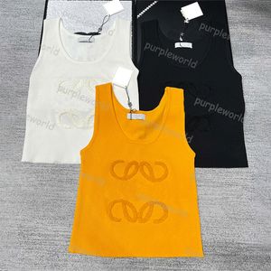 Womens Short Top T-shirt Vest Regular Top Katoenen T-shirt Ontwerper Borduurwerk Sport Ademend Yoga Tanktop Korte naveltop