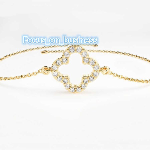 Classic Pure Silver 18K Gold Women Diamond Four Clover Bracelet Lyb0130
