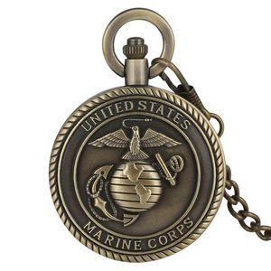 Classique Quartz Montre De Poche Unisexe United States Marine Corps Pendentif Montres Collier Chaîne Horloge Steampunk reloj de bolsillo229h